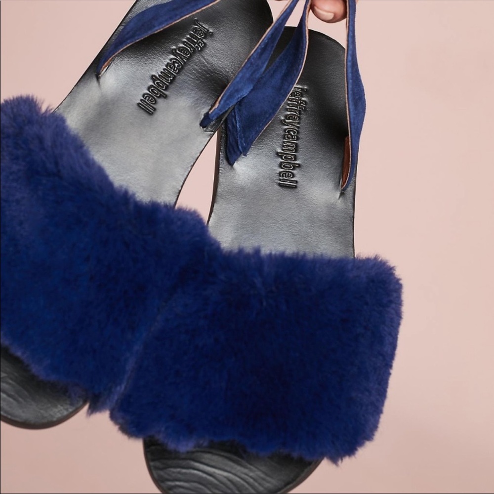 EUC Jeffery Campbell Furry Slingback Sandals